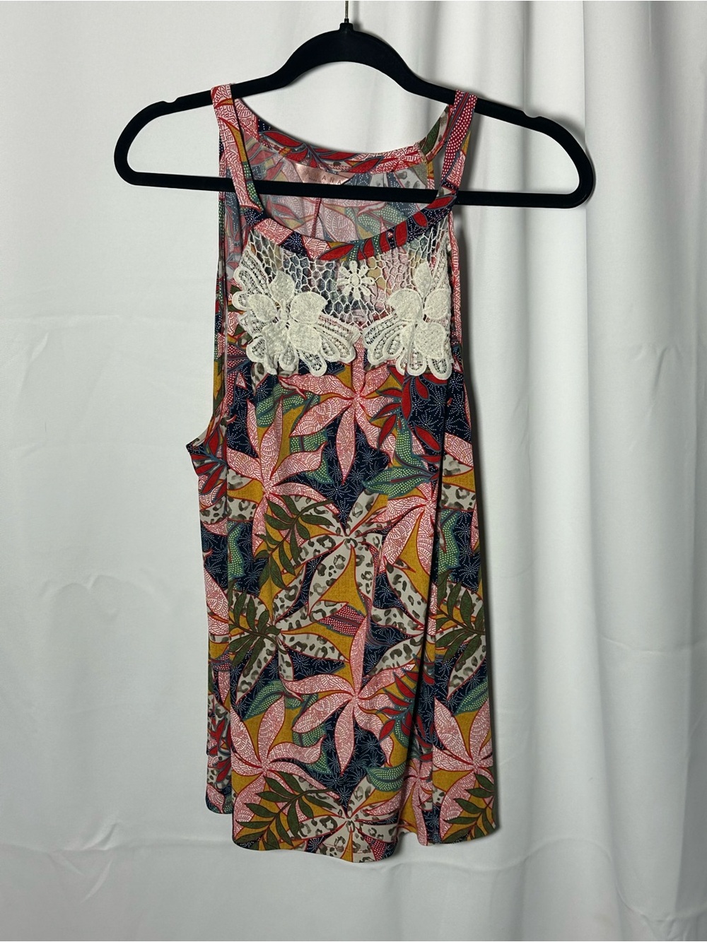 Amana Multicolor Floral Lace-Accent Tank